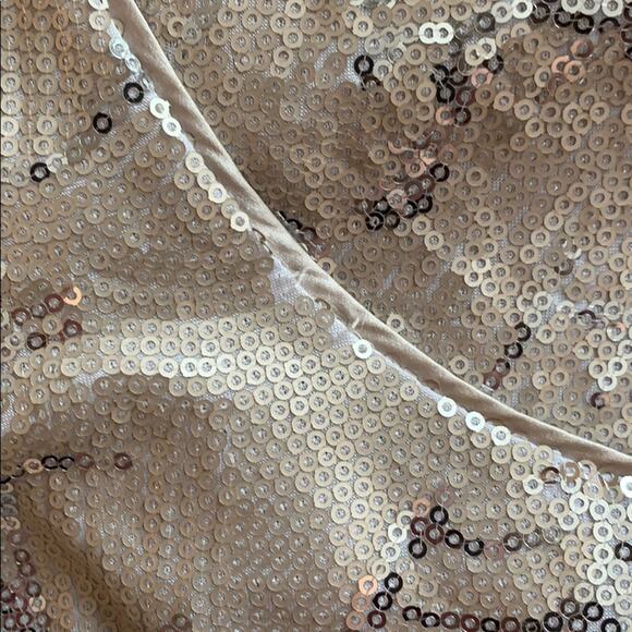 Aidan Mattox Gold silver sequined scoop neck formal prom tank dress size 10 B83 - Picture 5 of 6